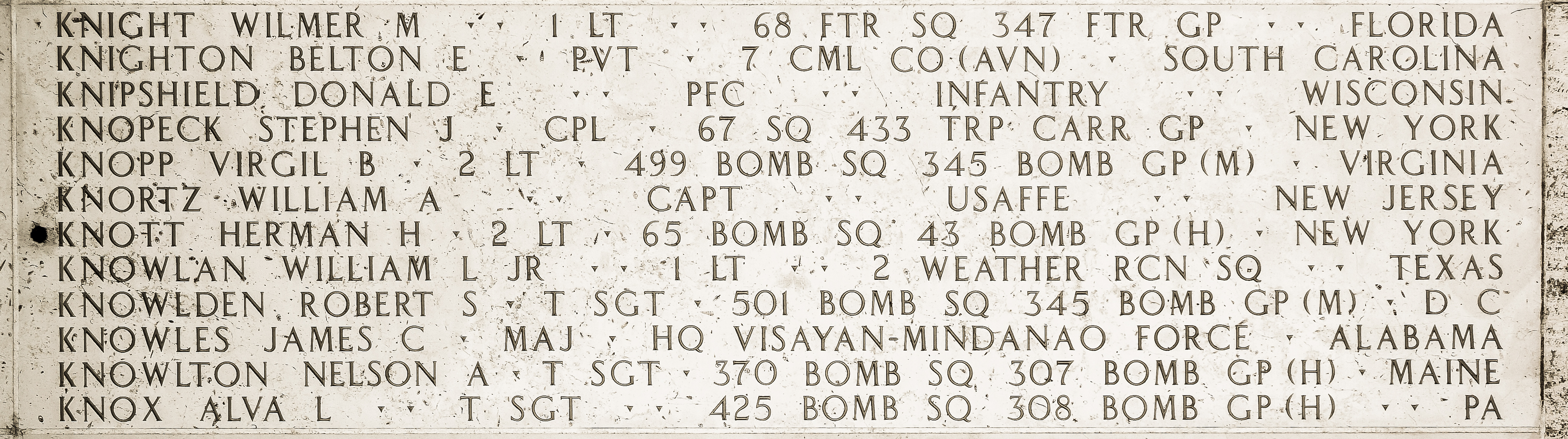 Herman H. Knott, Second Lieutenant